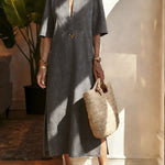 Women's V-neck Denim Cotton Dress
