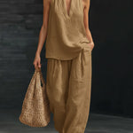 Casual And Cozy Minimalist Linen Two-piece Set