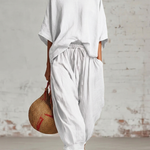 Cozy Loose-fitting Daily Wear Linen Two-piece Set