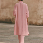 Elegant Metal Button Longline Shirt And Pants Set