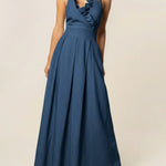 Women's Ruffled Stand Collar Sleeveless Casual Loose Denim Dress