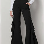 Elegant Flared Trousers With Ruffled Hems