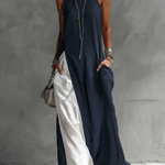 Casual And Cozy Color-blocked Cotton Dress