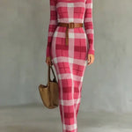 Women's Retro Plaid Sweater Dress