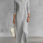 Women's Cotton Linen Stand Collar Long-sleeved Dress