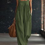 Casual Linen And Cotton Sleeveless Jumpsuit