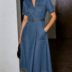 Women's Belted Denim Dress
