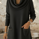 Casual Retro Cowl Neck Denim Cotton Top