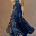 Women's Casual Sleeveless Denim Fishtail Dress