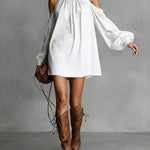 Loose-fitting Off-shoulder Long-sleeved Short Dress