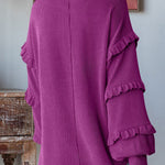 Women's Lantern Sleeve Round Neck Lace Sleeve Pullover Top