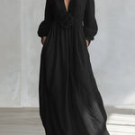 Elegant Three-dimensional Floral Cotton And Linen Maxi Dress