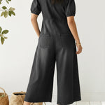 Women's Casual Loose Short-sleeved V-neck Denim Jumpsuit