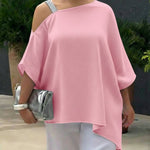 Women's Loose-fitting Linen And Cotton Off-the-shoulder Top