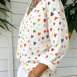 Colorful Cute Heart-print Cotton T-shirt sweatshirt