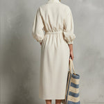 Linen And Cotton Dress With Drawstring Waist