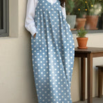 Women's Cute Polka Dots Casual Loose Denim Vest Dress