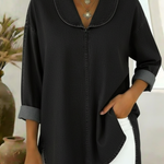 Retro Shawl Collar Denim Cotton Top