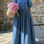 Cozy Vintage Peter Pan Collar Loose Denim Cotton Dress