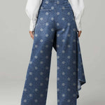 Women's Cute Dots Print High-waisted Relaxed Fit Wide-leg Jeans With A Stylish Design.