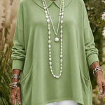 Retro Peter Pan Collar Irregular Hem Sweater Pullover