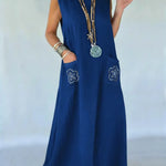Women's Cozy Linen And Cotton Sleeveless Dress