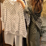 Casual Polka Dot Linen And Cotton Shirt And Trousers Two-piece Set