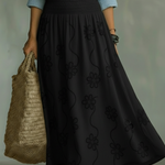 Elegant Floral Embroidery Wide-waisted Skirt