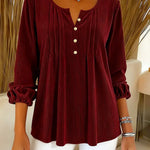 Women's Comfort Corduroy Pleated Cotton Top