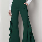 Elegant Flared Trousers With Ruffled Hems