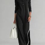 Women's Stand-collar Long-sleeved Casual Loose Cotton Dress