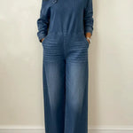 Women's Fashionable Off-the-shoulder Denim Jumpsuit
