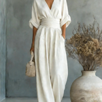 Elegant Vacation Casual Fashion V-neck Waist Jumpsuit