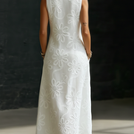 Elegant Floral Embroidery V-neck Dress