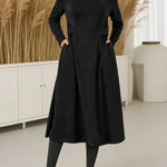 Women's Solid Color V-neck Long Sleeve Casual Loose Knit Dress