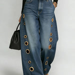 Women's New High-waisted Casual Loose Wide-leg Jeans