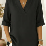 Vintage Elegant Shawl Collar Linen Short-sleeved Shirt