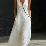 Elegant Floral Embroidery V-neck Dress