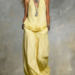 Women's Casual V-neck Ruffle Set