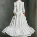 Elegant Women's Printed Maxi Dress With Ruffle Details.