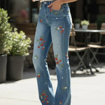 Women's Lovely Strawberry Pattern Art Print Casual Cotton Denim Jeans