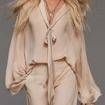 Flowy Chiffon Shirt And Trousers Two-piece Set