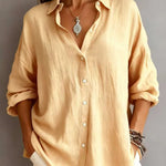 Women's Casual Cotton And Linen Polo Shirt