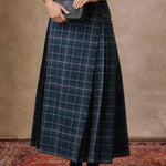 Women's Scottish Plaid Pleated Cotton Skirt