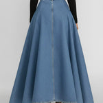 Women's High-waisted Loose-fitting A-line Denim Skirt