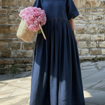 Cozy Vintage Peter Pan Collar Loose Denim Cotton Dress