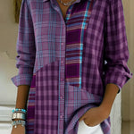 Artistic Plaid Print Patchwork Shirt