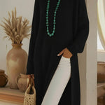 Elegant Cozy Slit Loose Knit Dress