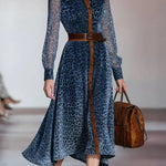 Women's Elegant Leopard Print Shirt Dress