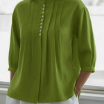 Women's Linen And Cotton Pleated Shirt